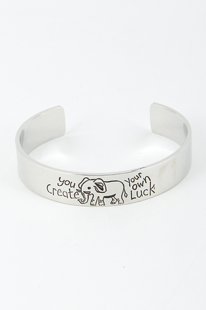 Elephant Drawing Open Cuff Bracelet 5ICC2